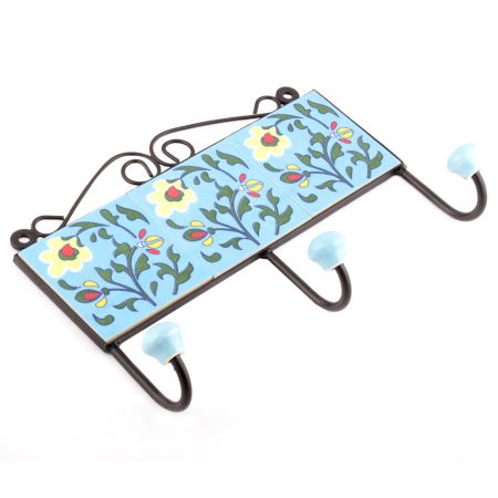 Turquoise And Forest Green Leaf Floral Tiles Hooks Online